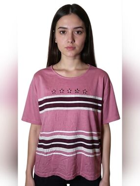 NWT Bold Spirit Striped Floral Top